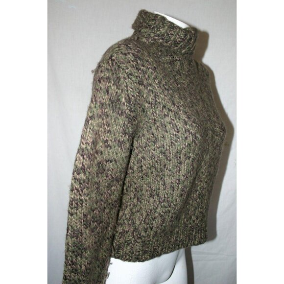 Old Navy Womens Chunky Knit Green Brown Turtleneck Sweater Size Large - Picture 4 of 6